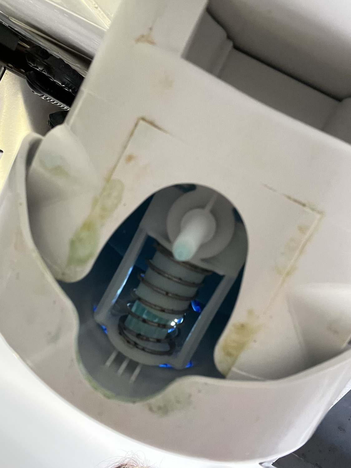Contamination under a kitchen soap dispenser
