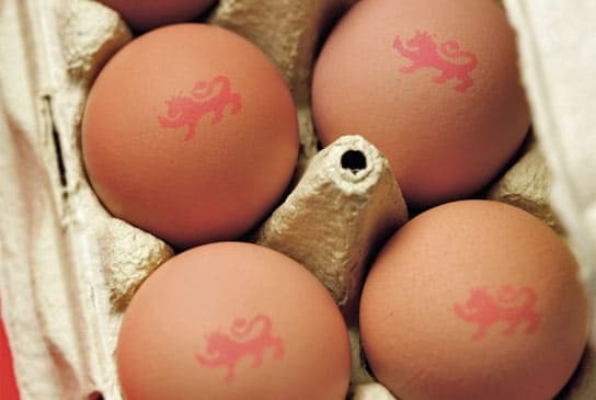Eggs stamped with the red British Lion mark, the UK salmonella assurance scheme for eggs