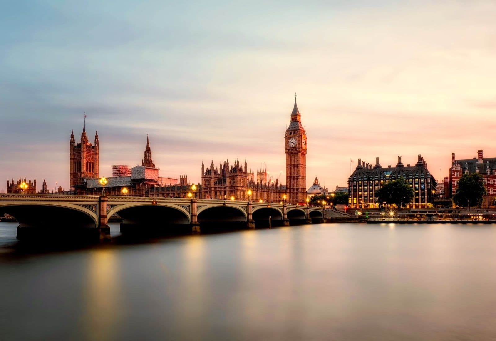The London skyline along the Thames